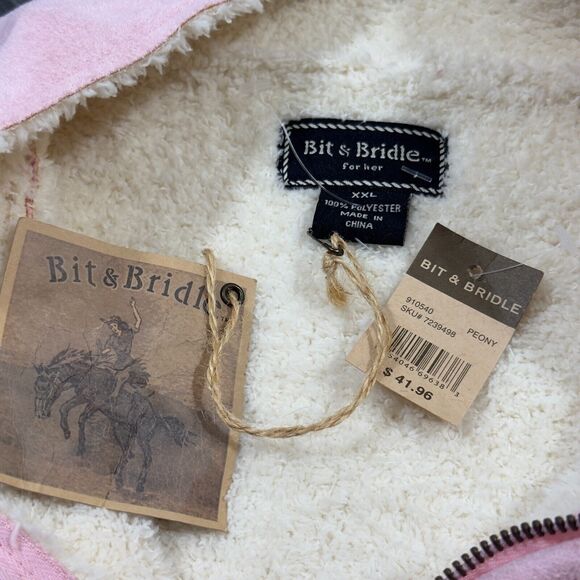Bit & Bridle Jacket Womens 2XL Peony Sherpa Lined Kangaroo Pocket Full Zipper - Picture 6 of 10